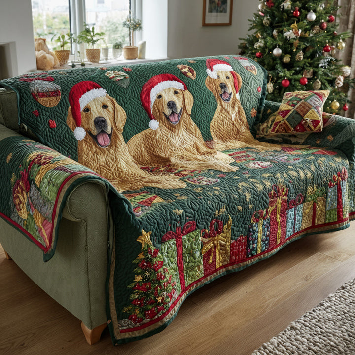 Golden retrievers de Noël – Housse de canapé matelassée