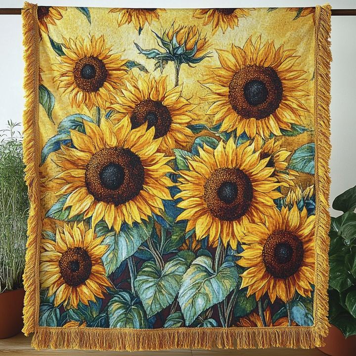 Champ de tournesols – Jeté de canapé tissé