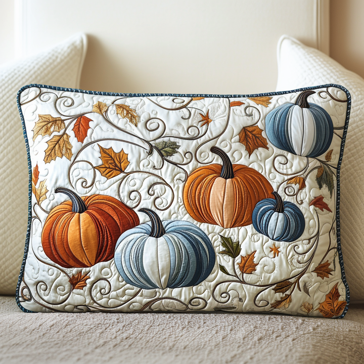 Citrouilles dorées d’automne – Taie d’oreiller matelassée