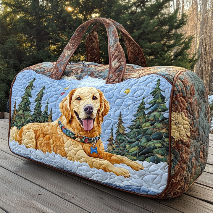 Golden retriever dans la forêt enneigée – Sac de voyage matelassé