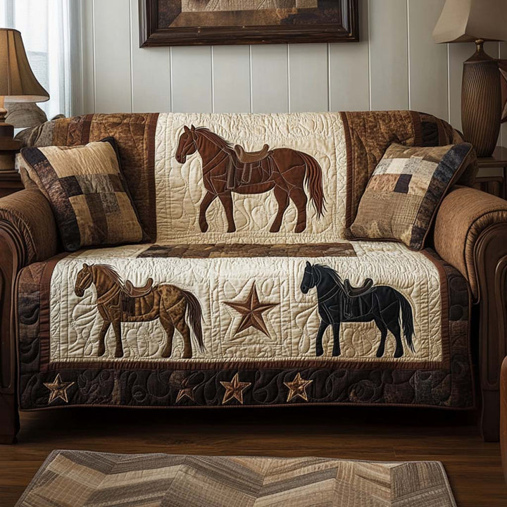 Chevaux et étoiles western – Housse de canapé matelassée