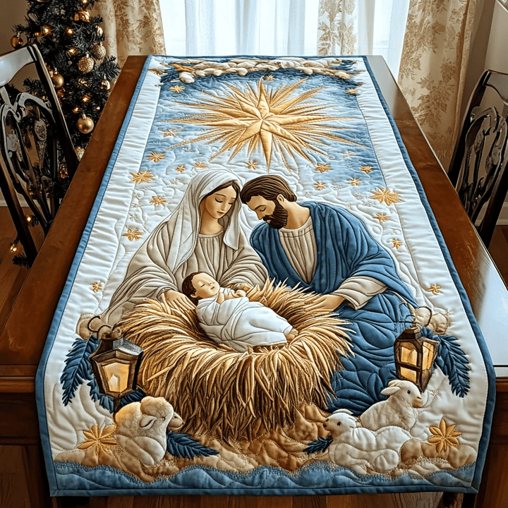 Nativité sous l’étoile – Chemin de table matelassé
