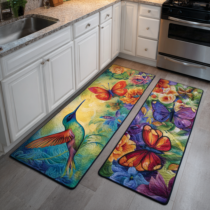 Colibris et papillons du jardin – Tapis de cuisine