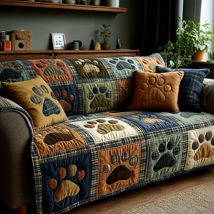 Patte d’amour (10 motifs au choix) – Housse de canapé matelassée