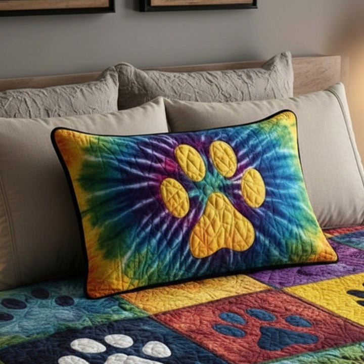 Empreinte de patte tie-dye – Taie d’oreiller matelassée