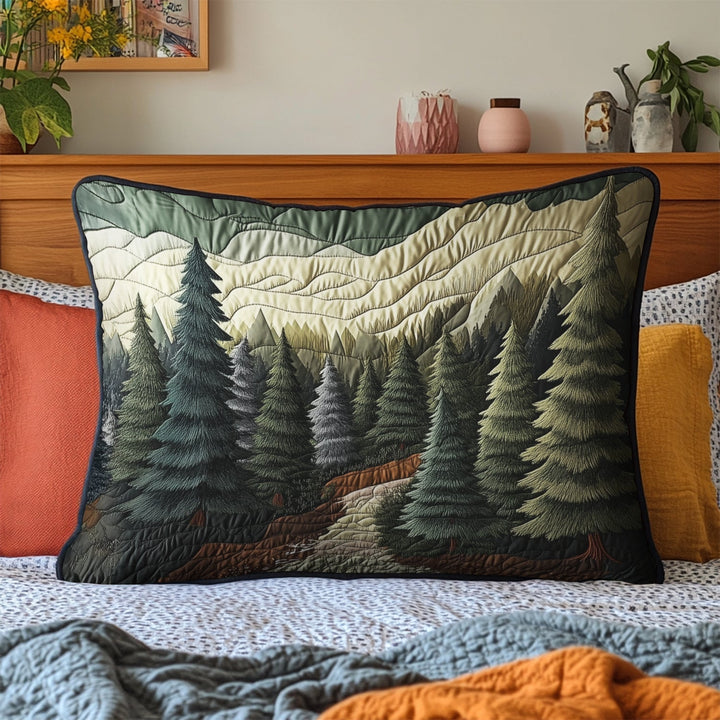 Forêt de pins sous la lune – Taie d’oreiller matelassée