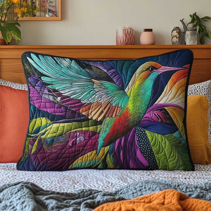 Colibri aux couleurs vives – Taie d’oreiller matelassée