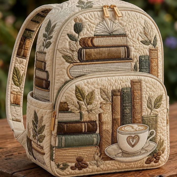 Livres et café – Sac à dos matelassé