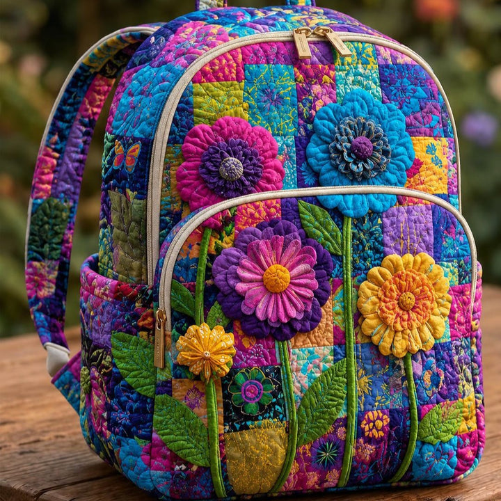 Fleurs éclatantes – Sac à dos matelassé