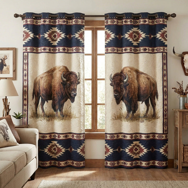 Bisons de la prairie – Rideaux matelassés