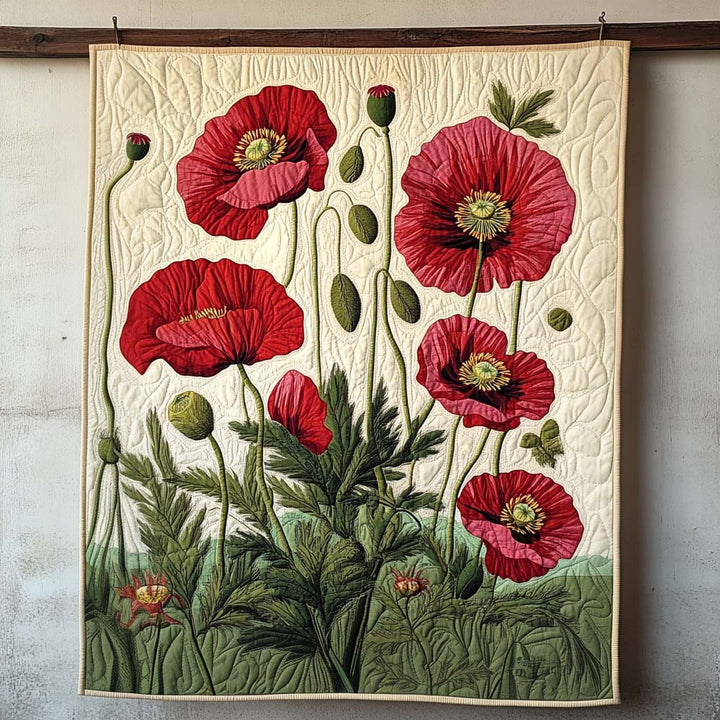 Coquelicots rouges – Tenture murale matelassée