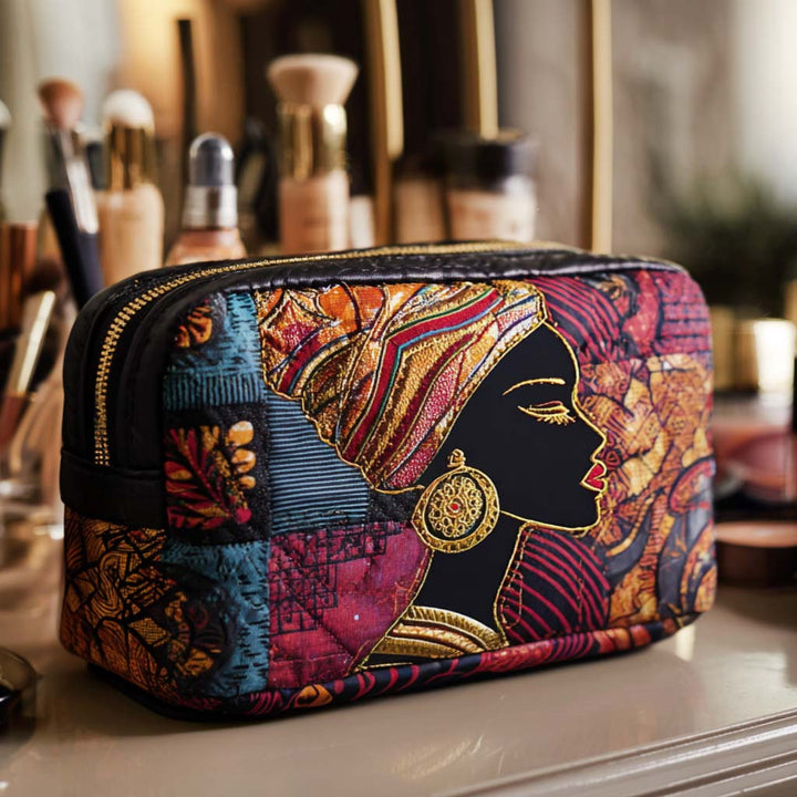 Esprit radieux en patchwork – Trousse de maquillage matelassée