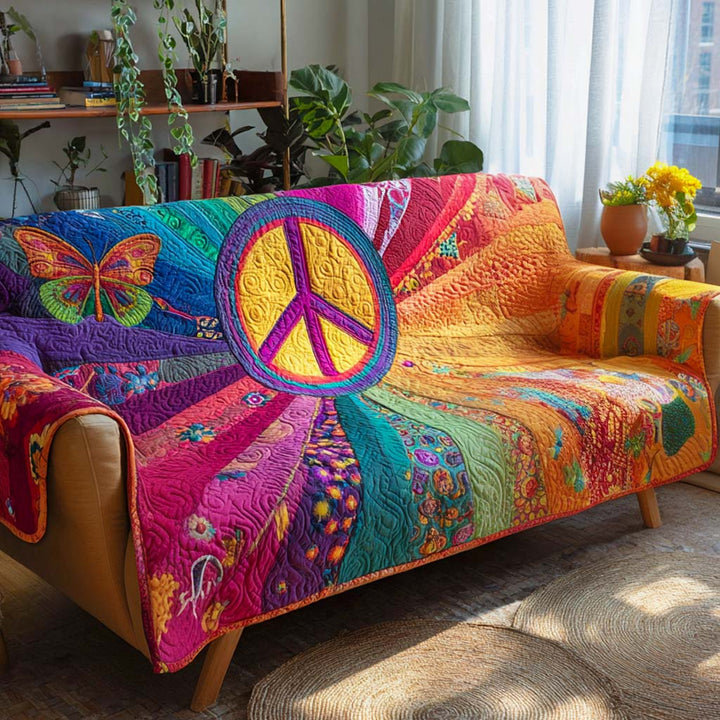 Paix et fleurs (7 motifs au choix) – Housse de canapé matelassée