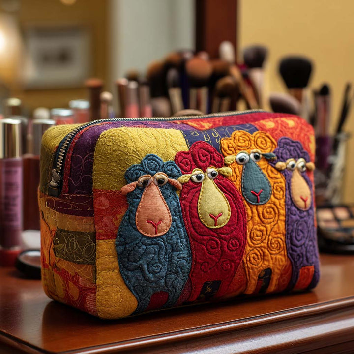 Moutons arc-en-ciel – Trousse de maquillage matelassée