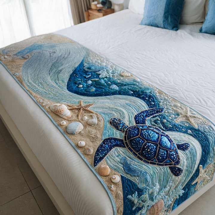 Tortue de mer sur le sable – Chemin de lit matelassé