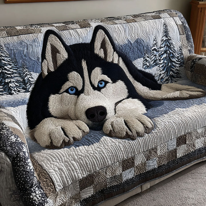 Husky aux yeux bleus – Housse de canapé matelassée