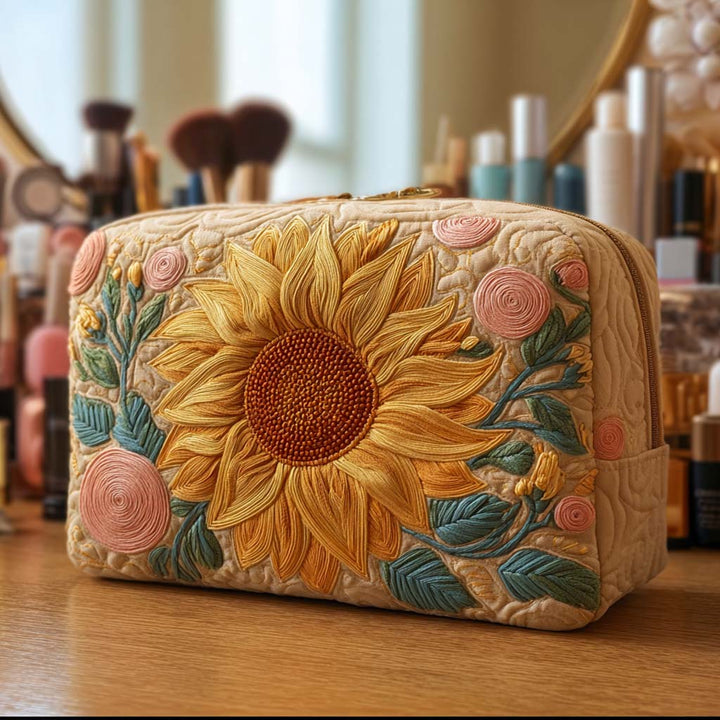Grand tournesol doux – Trousse de maquillage matelassée