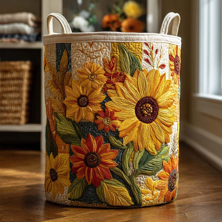 Tournesols éclatants – Panier à linge matelassé
