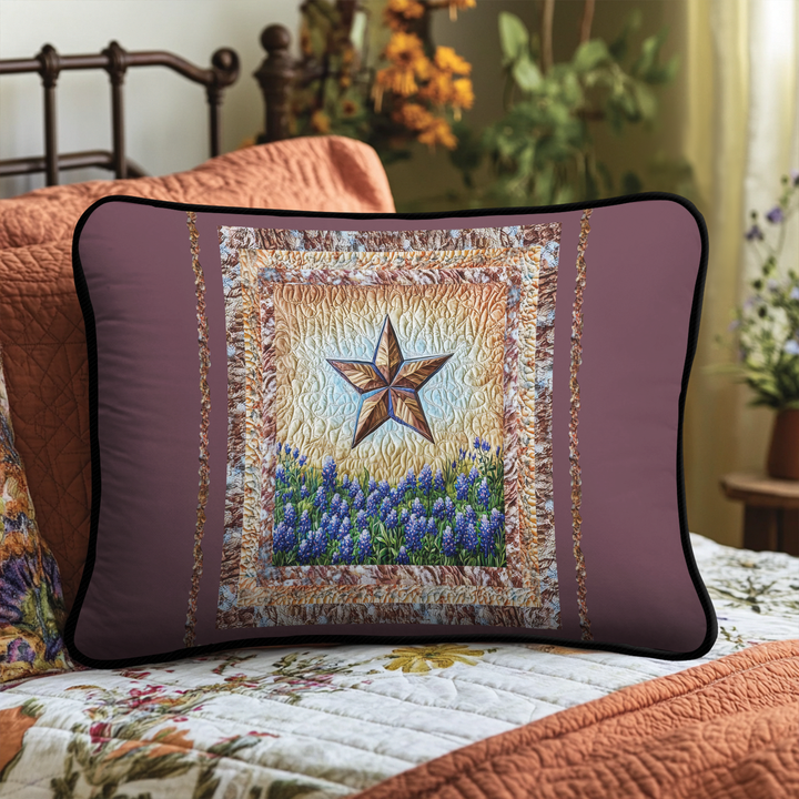 Étoile du Texas et lupins bleus – Taie d’oreiller matelassée