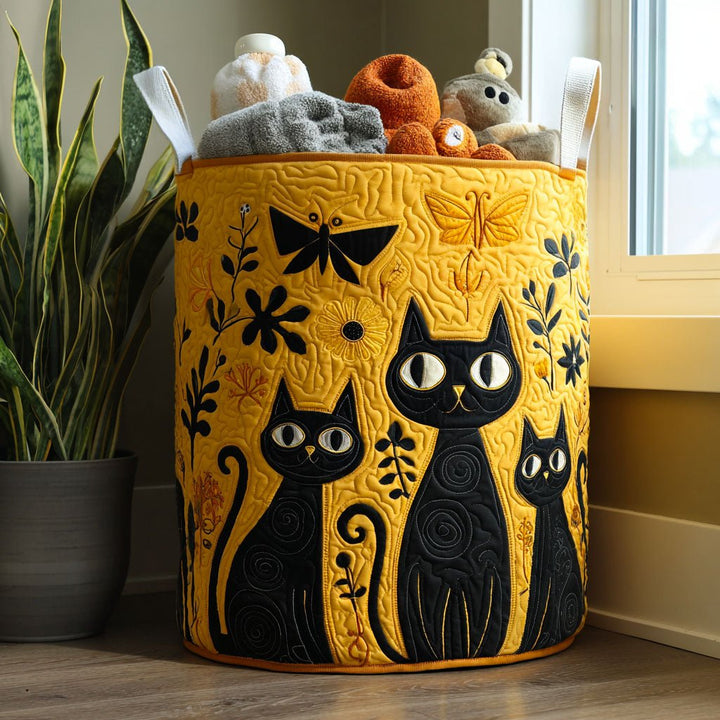 Trio de chats noirs – Panier à linge matelassé