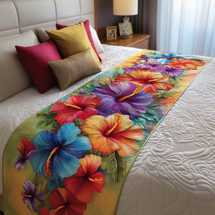 Hibiscus tropicaux – Chemin de lit matelassé