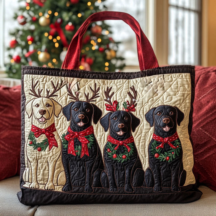 Labradors noirs aux bois de renne – Sac fourre-tout matelassé