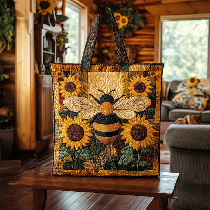 Abeille et tournesols vintage – Sac fourre-tout matelassé