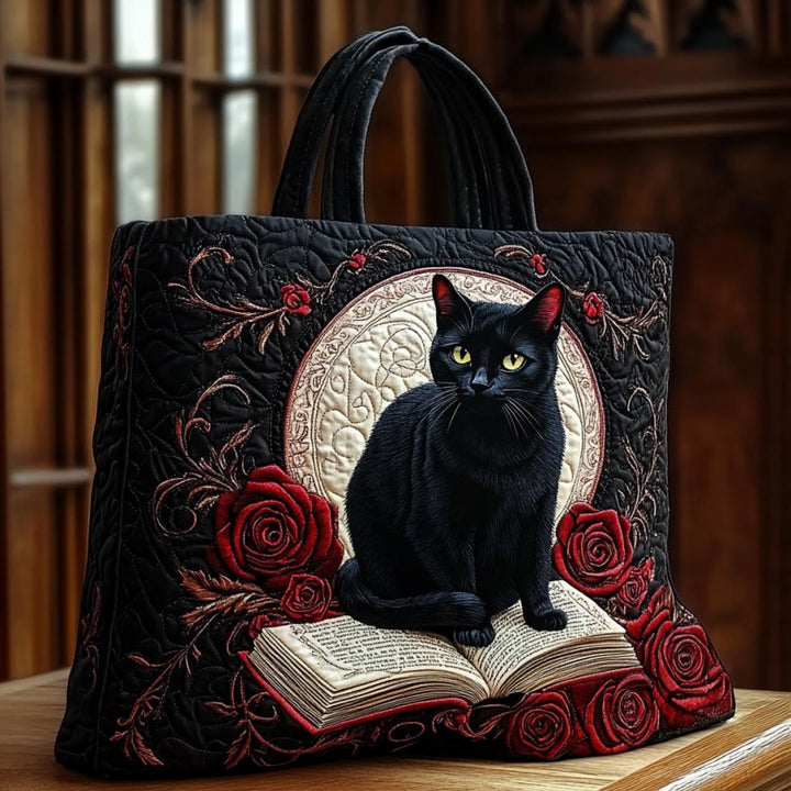 Chat noir et livre ouvert – Sac fourre-tout matelassé