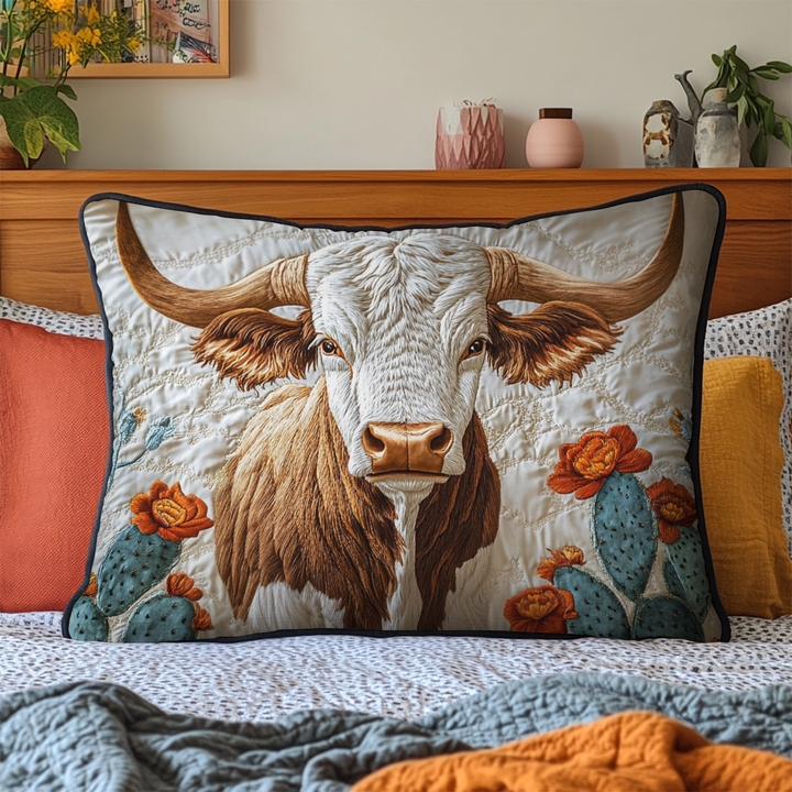 Longhorn du Texas – Taie d’oreiller matelassée