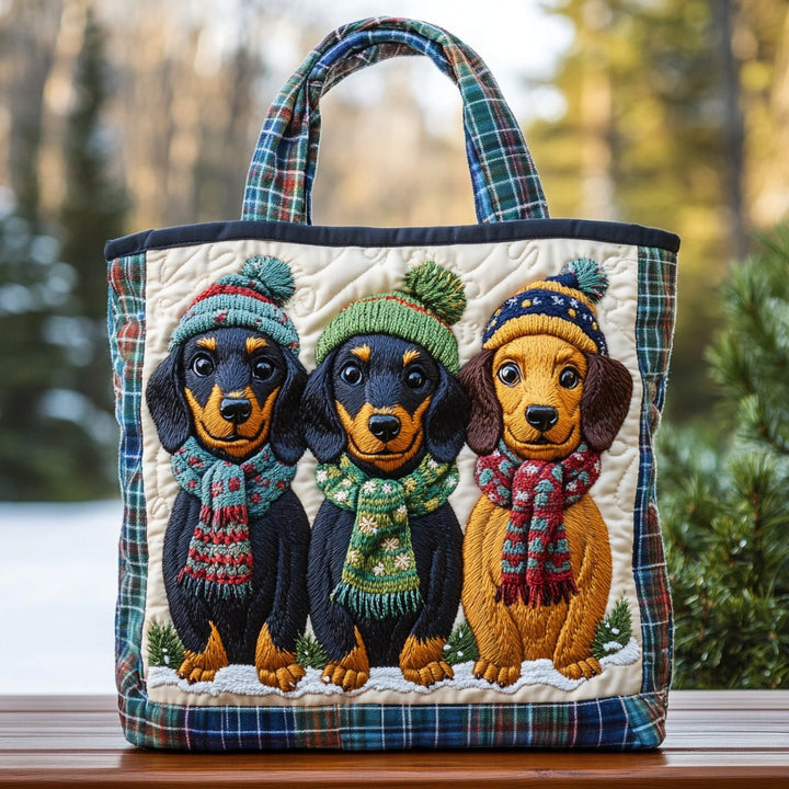Teckels en tenue d’hiver – Sac fourre-tout matelassé