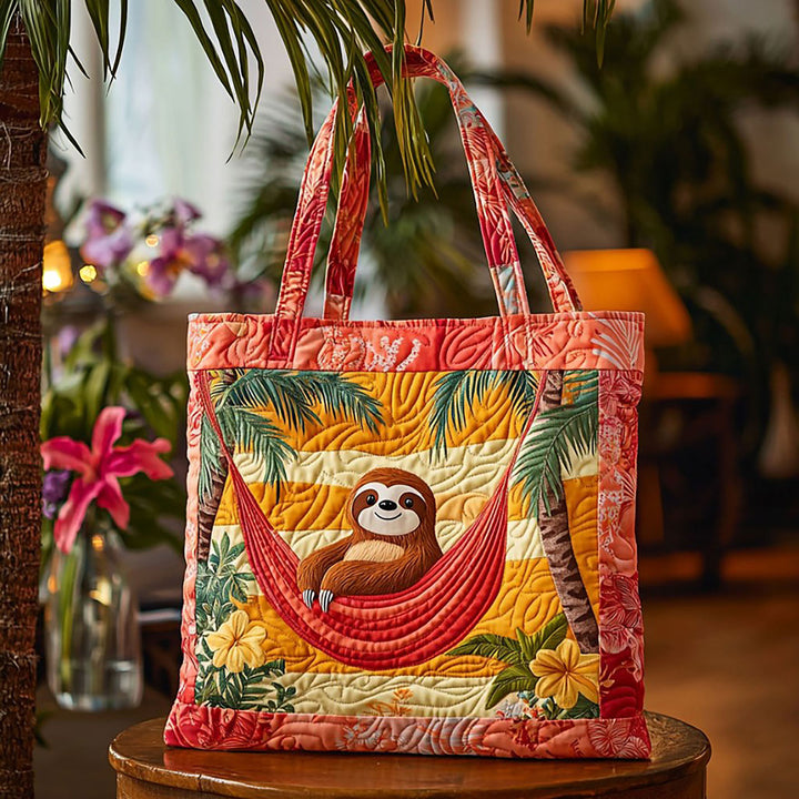 Paresseux et hibiscus rouges – Sac fourre-tout matelassé