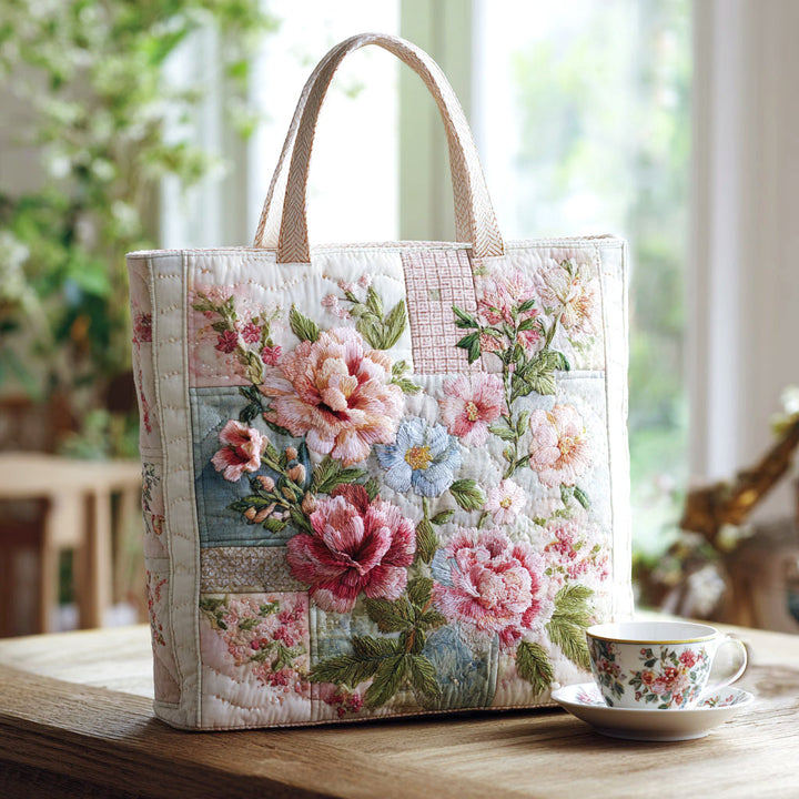 Bouquet de roses roses – Sac fourre-tout matelassé