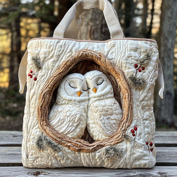 Chouettes dans le creux de l’arbre – Sac fourre-tout matelassé
