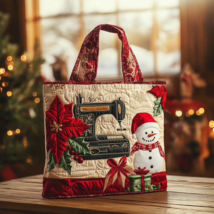 Bonhomme de neige et poinsettias – Sac fourre-tout matelassé
