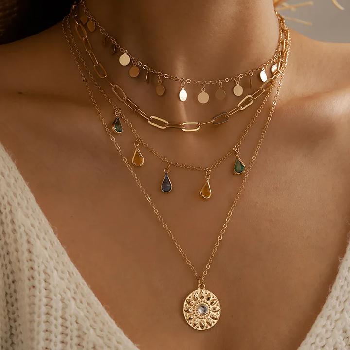 Collier Vintage Soleil Doré