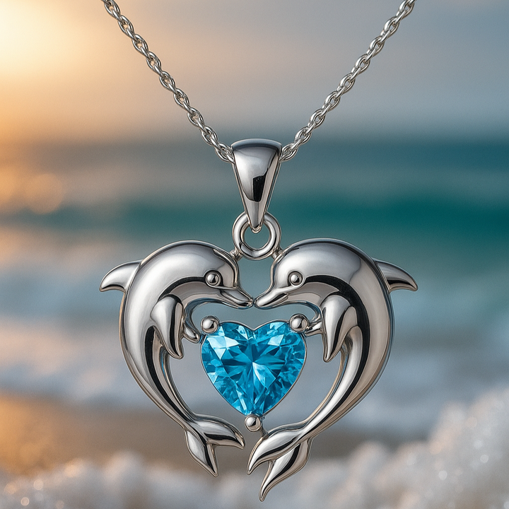 Collier Argenté Double avec Dauphins de l&