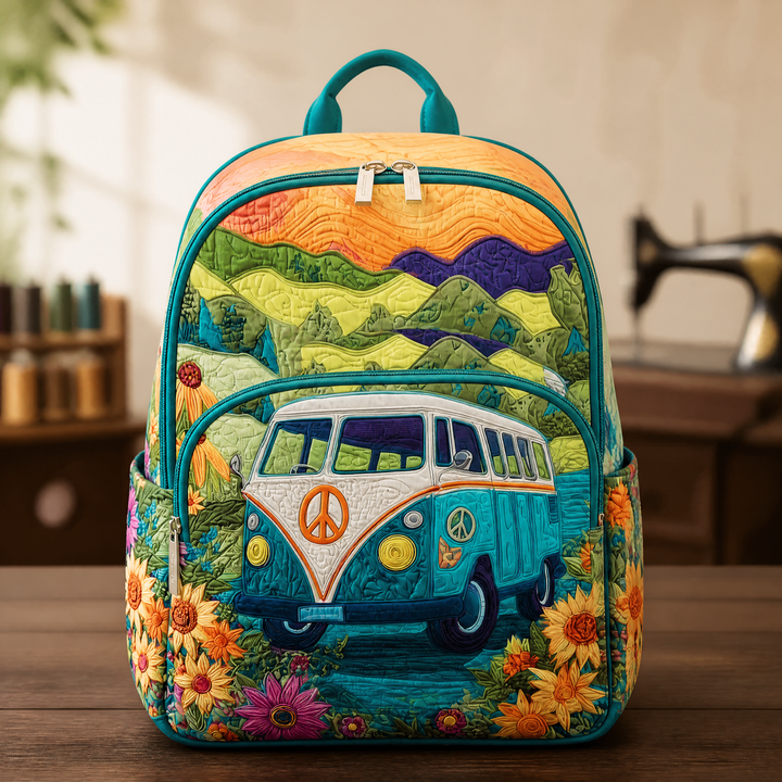 Combi et collines fleuries – Sac à dos matelassé