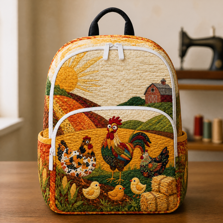 Poules et grange de la ferme – Sac à dos matelassé