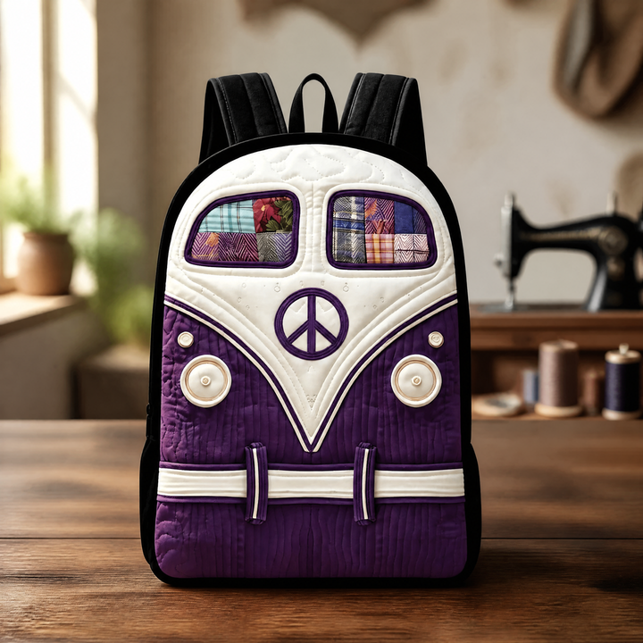 Combi violet et symbole de la paix – Sac à dos matelassé