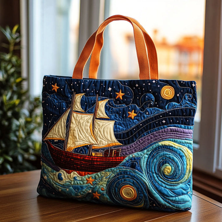 Voilier sous la nuit étoilée – Sac fourre-tout matelassé