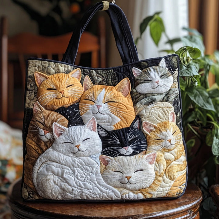 Chats câlins couleur crème – Sac fourre-tout matelassé