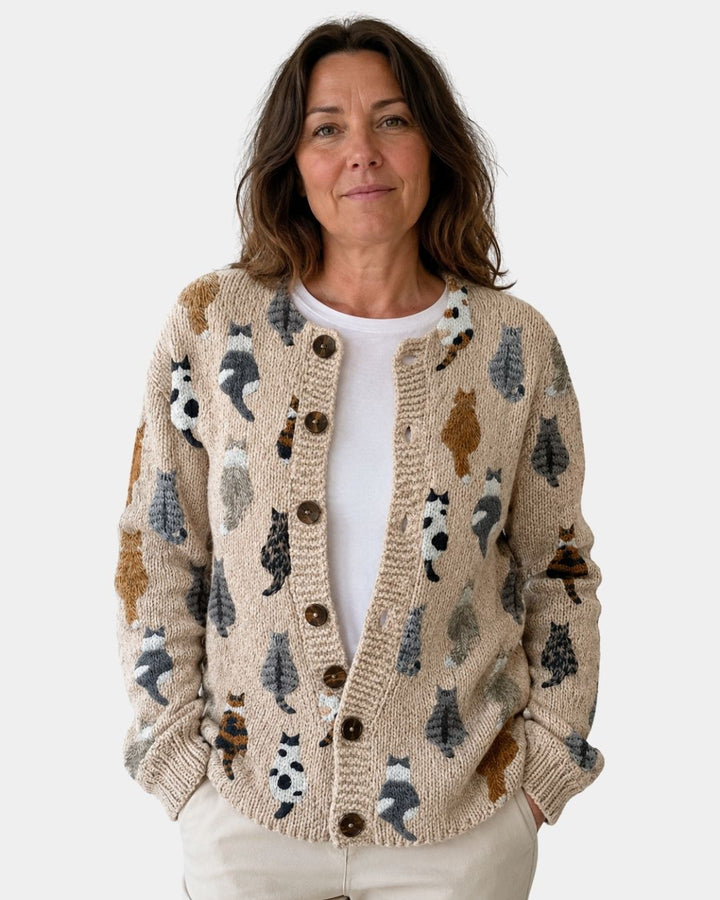 Moxley | Cardigan en maille à motif félin