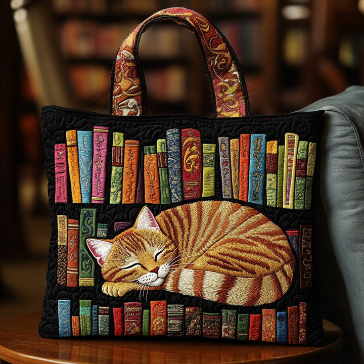 Chat tigré endormi sur l’étagère – Sac fourre-tout matelassé