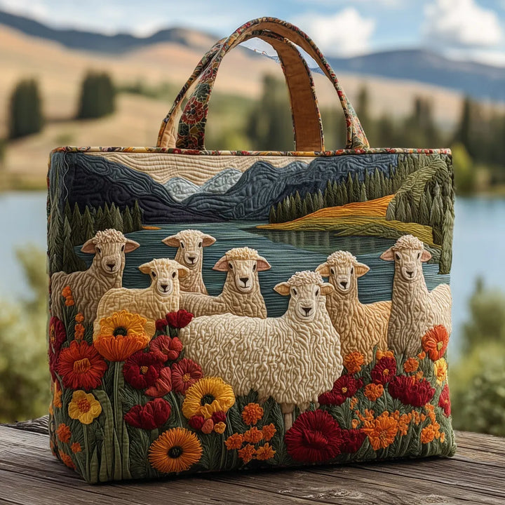 Moutons au bord du lac – Sac fourre-tout matelassé