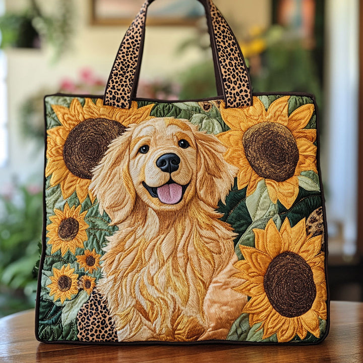 Golden retriever aux tournesols – Sac fourre-tout matelassé