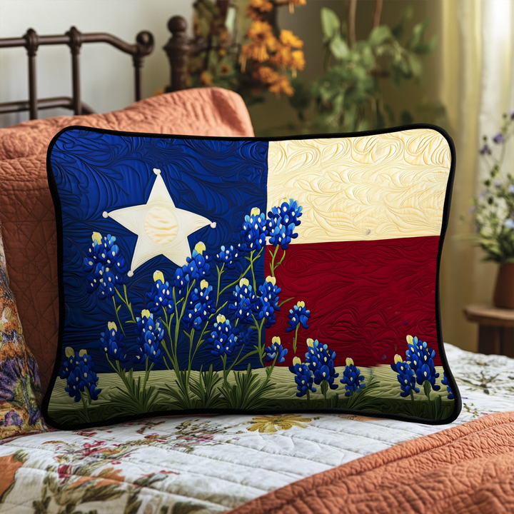 Lupins et drapeau du Texas – Taie d’oreiller matelassée