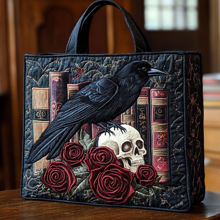 Corbeau sur les grimoires – Sac fourre-tout matelassé