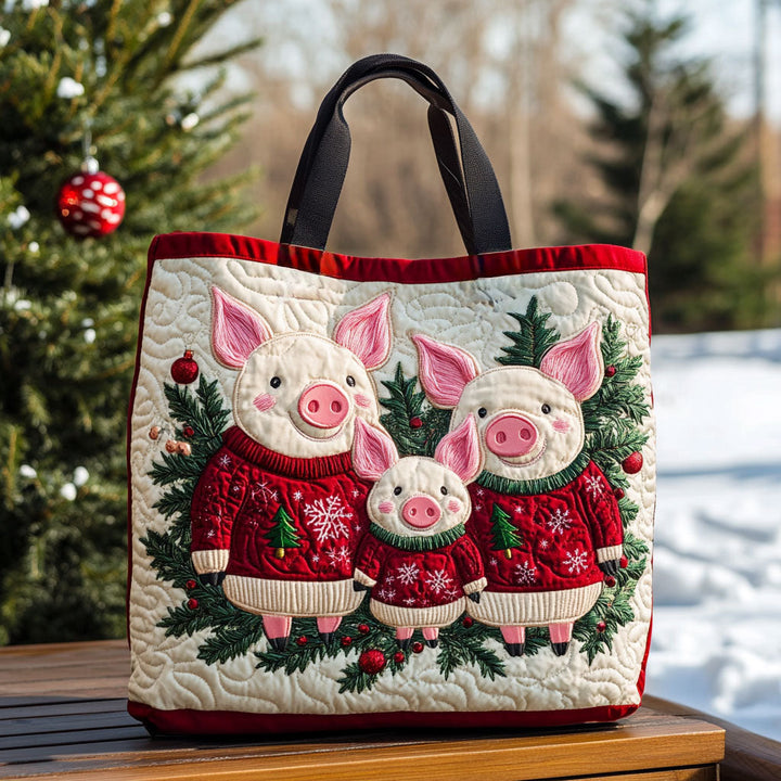 Cochons en tuques d’hiver – Sac fourre-tout matelassé