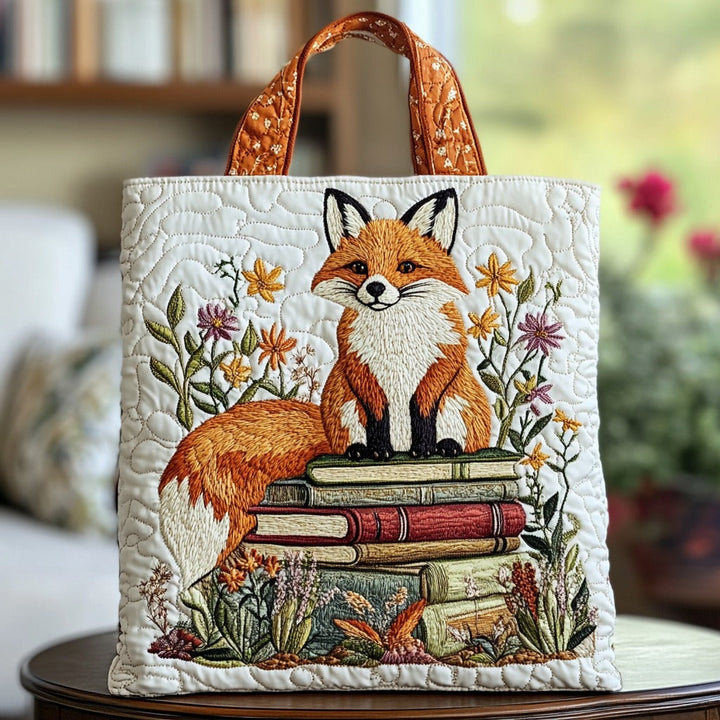 Renard sur une pile de livres – Sac fourre-tout matelassé