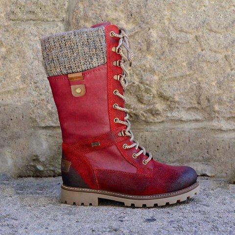 Beatrice | Bottes mi-Mollets en Laine à lacets avec Fermeture éclair sur le côté